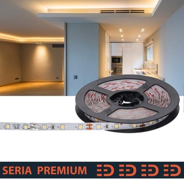 Taśma LED Premium 12V 60led 5.4W/m 2800-3200K(biała ciepła) 500lm Ra80