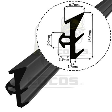 Uszczelka do okien PVC S-171 CZARNA 1m