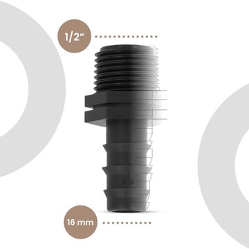 Соединитель PE 16x1/2 GZ Вставная заглушка СОЕДИНИТЕЛЬ ШЛАНГА Система орошения водопроводных труб