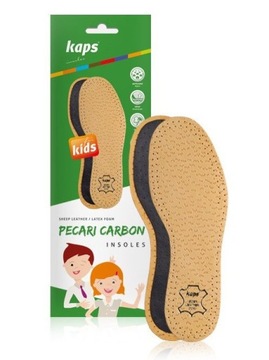 Wkładki do butów dziecięce skórzane antybakteryjne Kaps Pecari Carbon 31-32