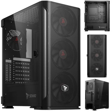 Obudowa komputerowa Midi Tower ATX SAVIO Shadow X2 Glass Mesh Fan 4x120mm