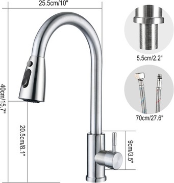 КУХОННЫЙ смеситель, ВЫДВИЖНОЙ излив, смеситель, ВЫДВИЖНАЯ ВЕРХНЯЯ ДУШЕВАЯ ВЕРСИЯ