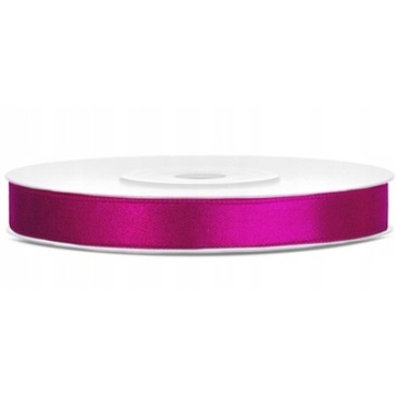 Taśma tasiemka wstążka satynowa 25m x 6mm ciemnoróżowa fuksja rolka