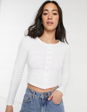 ASOS BIAŁY TOP NA ZATRZASKI __ 38/M