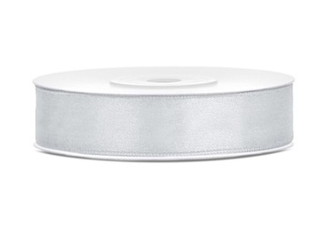 TASIEMKA WSTĄŻKA SATYNOWA srebrny 12mm/25m