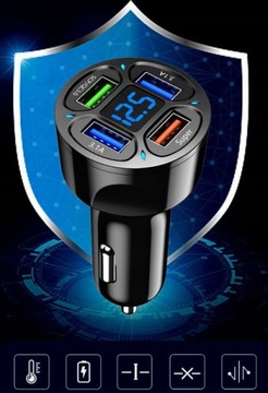 ПЕРЕДАТЧИК QC 66 Вт, БЫСТРОЕ ЗАРЯДНОЕ УСТРОЙСТВО, 4 порта USB