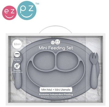 EZPZ Komplet naczyń silikonowych Mini Feeding Set odcienie szarości