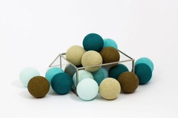 Zestaw lampek Cotton Balls Turkusove 10 kul