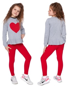 OCIEPLANE Legginsy dziecięce zima CZERWONY D1Z 140