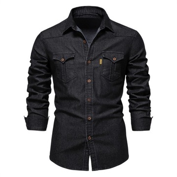 MĘSKA KOSZULA JEANSOWA CASUAL ELEGANCKA JEANS, S