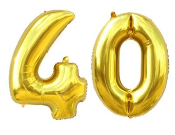 Balony foliowe cyfry 40 urodziny złote hel 70 cm