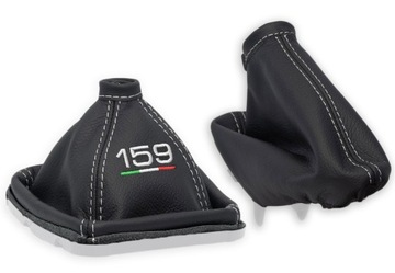 ALFA ROMEO 159 2004-2011 КОМПЛЕКТ СИЛЬЧКОВ ЧЕРНАЯ КОЖАНАЯ ВЫШИВКА БЕЛЫЙ ФЛАГ