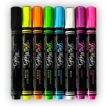 MARKER KREDOWY PISAK DO SZKŁA SZYB Rystor MIX 8 KOLORÓW FLUORESCENCYJNE UV