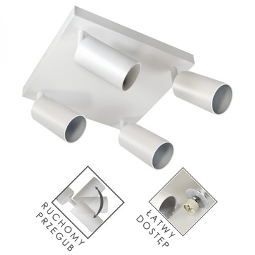 Lampa natynkowa spotlight 4xGU10 biała kwadratowa