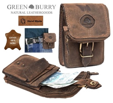 ВИНТАЖНАЯ КОЖАНАЯ СУМКА НА ПОЯС GREENBURRY 326-25