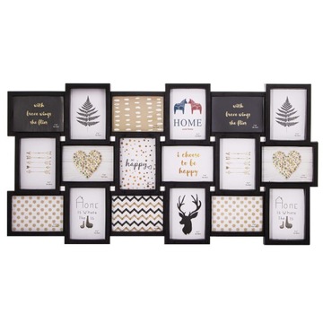 DUŻA RAMKA 18 ZDJĘĆ FOTORAMA 101x52 cm MULTI FOTO GALERIA KOLAŻ CZARNY