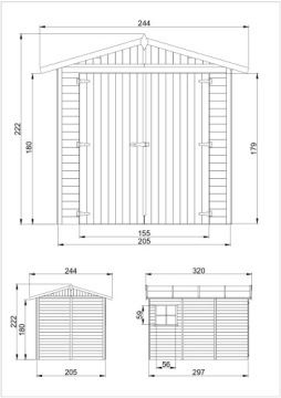 Деревянный гараж 297x205см - 6,09 м² Timbela M105