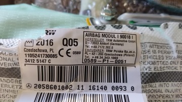 AIRBAG ZÁVĚS VZDUCHOVÁ LEVÝ MERCEDES W205 34125147C 2058601002