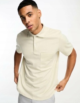 Jack & Jones NH8 req beżowa koszulka polo kieszeń struktura XL