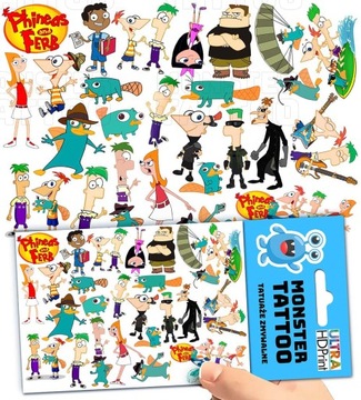 TATUAŻE ZMYWALNE TYMCZASOWE DLA DZIECI FINEASZ I FERB WZORY ORYGINALNE