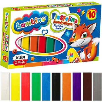 PLASTELINA KWADRATOWA SZKOLNA BAMBINO 10 KOLORÓW