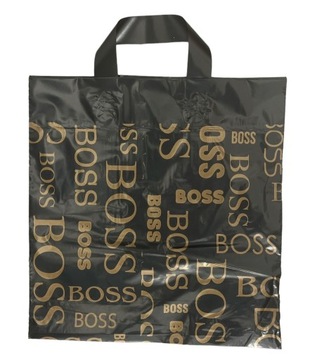 Reklamówka TORBA FOLIOWA 32x33cm LD 50 sztuk CZARNA ZŁOTY NADRUK BOSS
