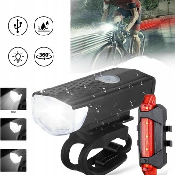 НАБОР ПЕРЕДНИХ ЗАДНИХ USB-ЛАМП ДЛЯ ВЕЛОСИПЕДА