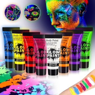 FARB DO TWARZY MALOWANIA I CIAŁA DZIAŁAJĄCE W ŚWIETLE 8X10ML ULTRAFIOLECIE