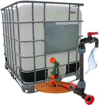 Резервуар для воды на поддоне 1000л МАУЗЕР+КРАН+СОЕДИНЕНИЕ ШЛАНГА