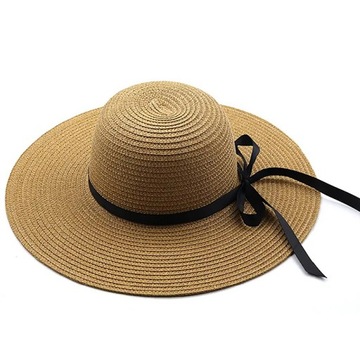 БОЛЬШАЯ ЖЕНСКАЯ ЛЕТНЯЯ ПЛЯЖНАЯ ШЛЯПА, ВОЛНИСТЫЕ ПОЛЯ, БАНТ, ЦВЕТА