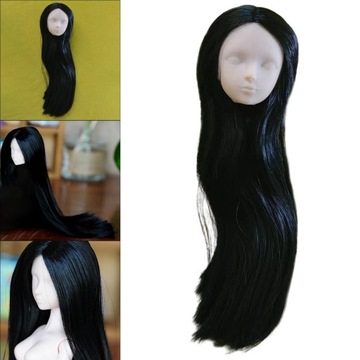 Изысканные детали куклы для лепки головы девушки 1/6 с черными прямыми волосами своими руками