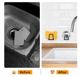 ДЕРЖАТЕЛЬ ДЛЯ КУХОННОЙ ГУБКИ САМОКЛЕЯЩИЙСЯ, ЧЕРНЫЙ x5