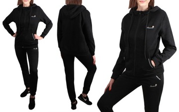 Ciepły DAMSKI dres DRESY KAPTUR 2275 czarny 40 L