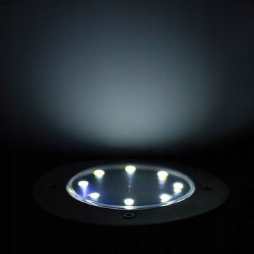 Lampka solarna najazdowa 8 LED wbijana świecący dysk super efekt na podjazd