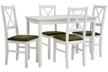 4 krzesła z krzyżem + stół 60x110 cm BIAŁY zestaw