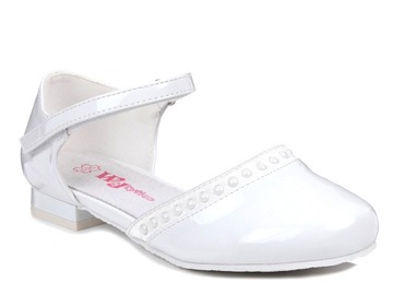 Buty komunijne dla dziewczynki białe lakierowane Wojtyłko 23712 36
