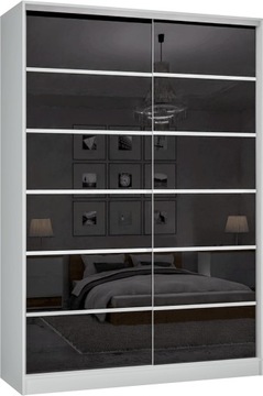 Szafa przesuwna 2D 120 x 250 BIAŁA LACOBEL CZARNY