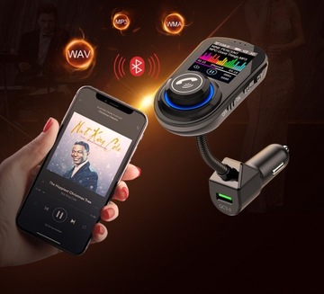 Transmiter FM 2xUSB Bluetooth zestaw głośnomówiący