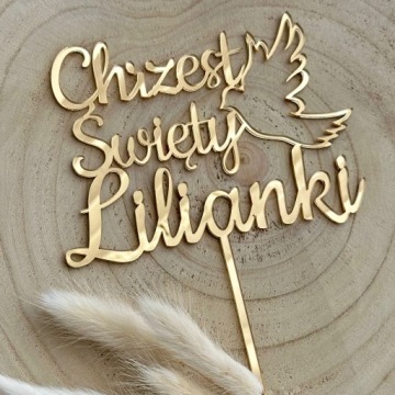 Крещение любым именем Крещение Голубь Топпер Имя Золотой ПЛЕКСИ 14см