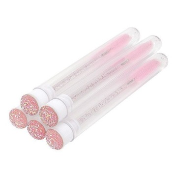 Szczoteczka Do Rzęs Różowa w Etui Brokat Zestaw 12szt. Moemi