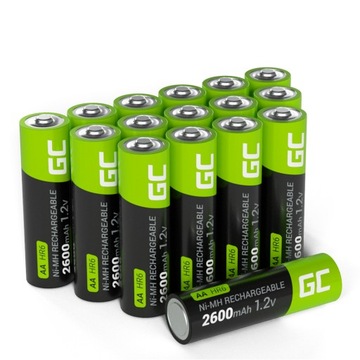16x AKUMULATORKI AA R6 2600mAh GREEN CELL BATERIE DO PILOTÓW LAMP SOLARNYCH