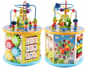 БОЛЬШОЙ ДЕРЕВЯННЫЙ ОБРАЗОВАТЕЛЬНЫЙ КУБ 8в1 ПОДАРОЧНЫЙ НАБОР БАШНИ-СОРТЕРА 8в1