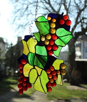 Витраж Тиффани виноград, красный виноград стеклянная виноградная лоза 2