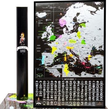 Mapa Zdrapka Europa ENG Srebrna Scratch map Europy prezent urodzinowy