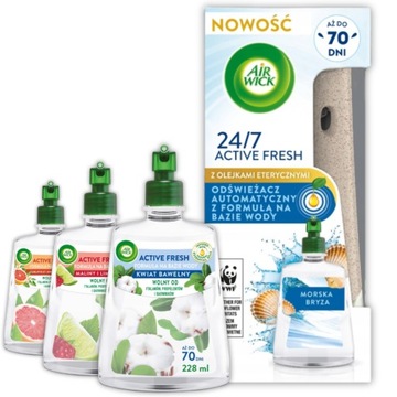 Air Wick Active Fresh Morska Bryza Komplet Zestaw + Mix Wkładów 3 szt.