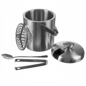 Ведро для льда Термоконтейнер для кубиков льда 1,3л + щипцы и ложка