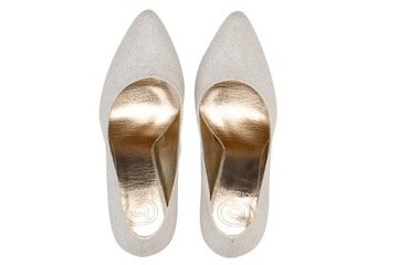 Свадебные туфли на каблуке с серебряным блеском, Julia 38