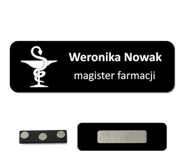 Identyfikator imienny Personalny - Zapinka Magnetyczna - Grawer laserowy