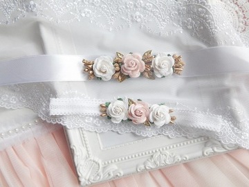 Крещенский комплект ROSE, ПОВЯЗКА НА ГОЛОВЬ и РЕМЕНЬ для платья