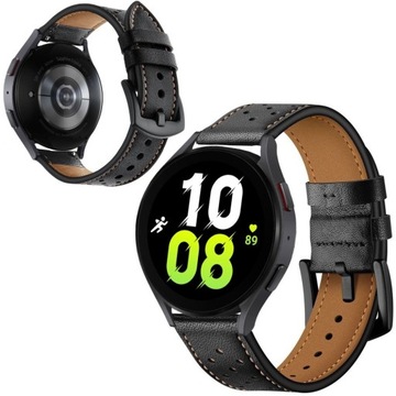 Pasek Skórzany do GALAXY WATCH 5 40/44mm, Czarny